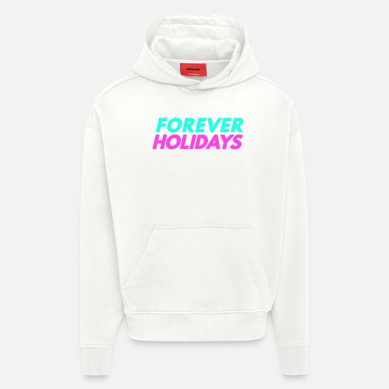 Vacances pour toujours - Sweat à capuche bio épais oversize fabriqué en UE - OFF WHITE