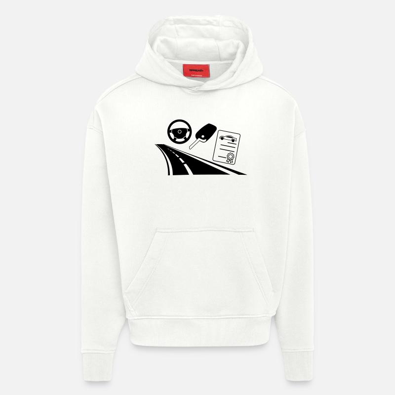 Permis de conduire de voiture routière - Sweat à capuche bio épais oversize fabriqué en UE - OFF WHITE