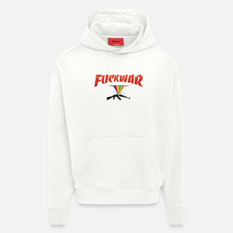 Fuckwar Regenbogen Waffe Statement - Hoodie- made by SPREAD  - OFF WHITE