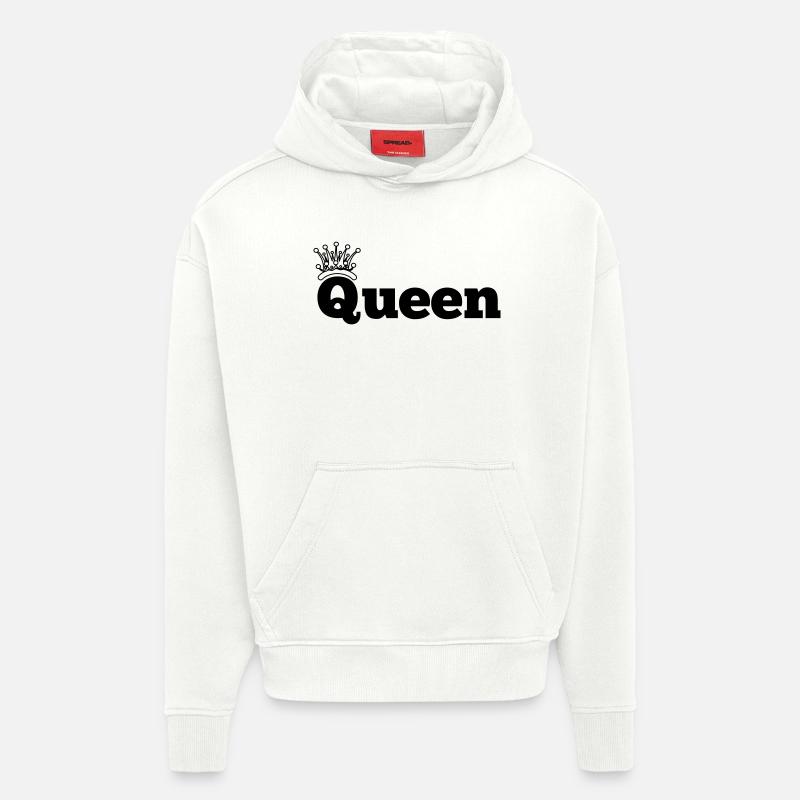 Reine avec couronne - Sweat à capuche bio épais oversize fabriqué en UE - OFF WHITE