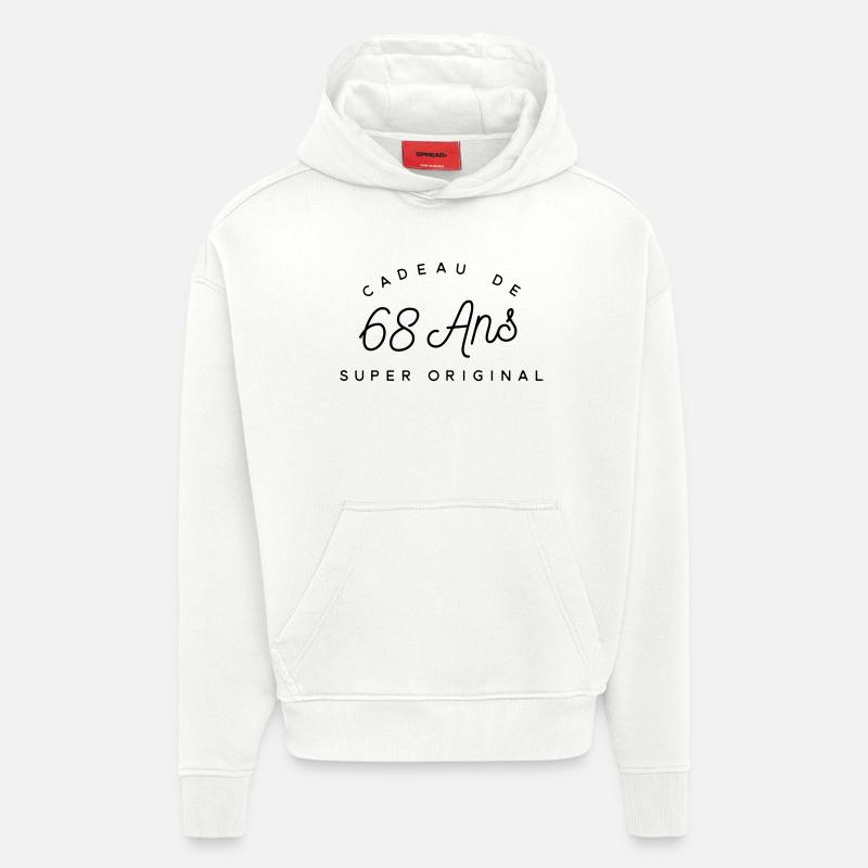 Cadeau 68 ans  - Sweat à capuche bio épais oversize fabriqué en UE - OFF WHITE
