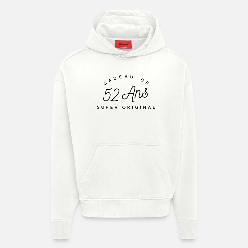 Cadeau 52 ans  - Sweat à capuche bio épais oversize fabriqué en UE - OFF WHITE
