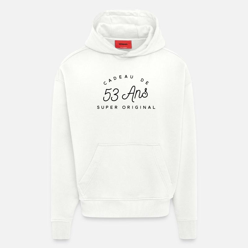 Cadeau 53 ans  - Sweat à capuche bio épais oversize fabriqué en UE - OFF WHITE