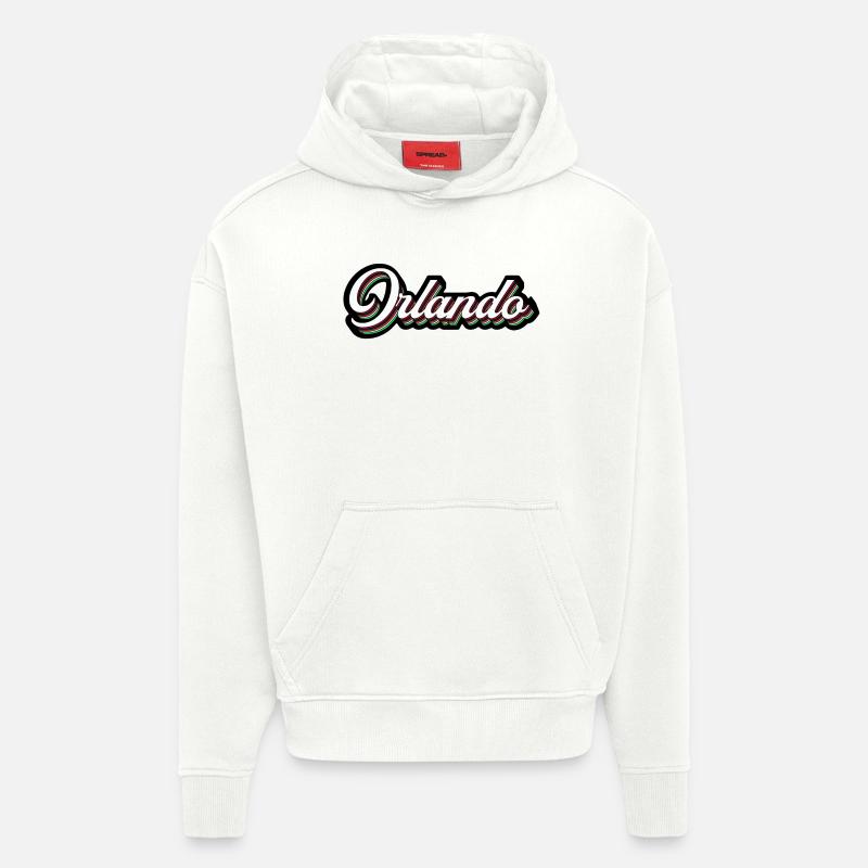 Orlando Rainbow Script - Sweat à capuche bio épais oversize fabriqué en UE - OFF WHITE