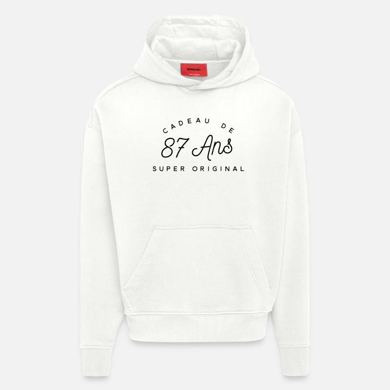 Cadeau 87 ans  - Sweat à capuche bio épais oversize fabriqué en UE - OFF WHITE