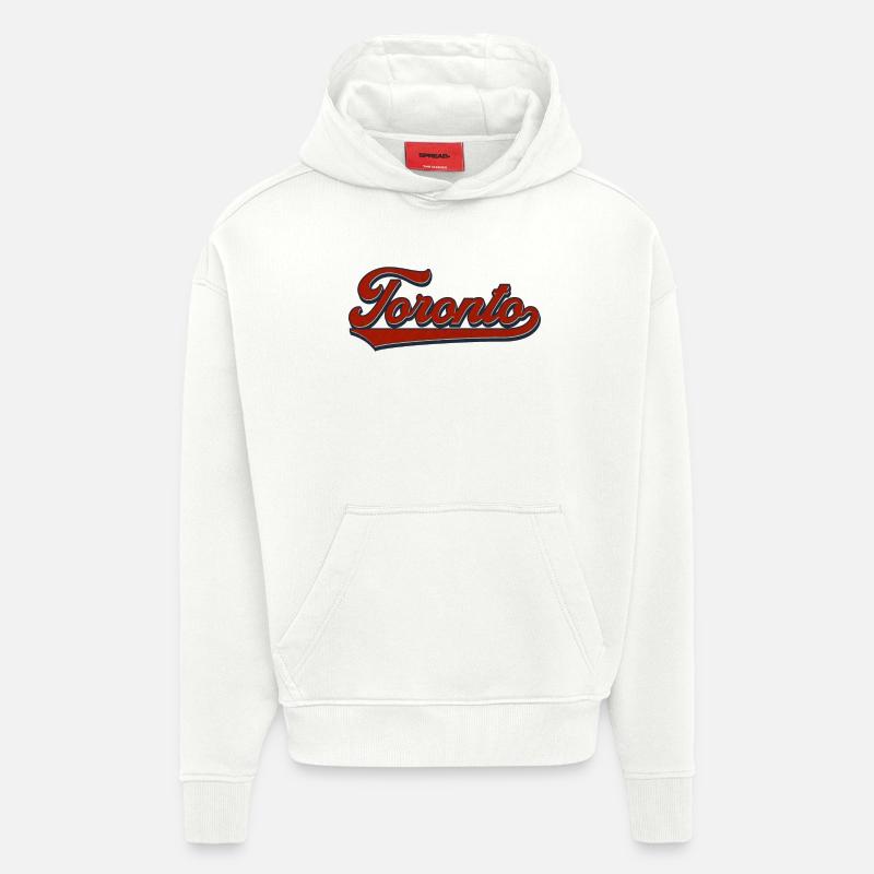 Script rétro de Toronto - Sweat à capuche bio épais oversize fabriqué en UE - OFF WHITE