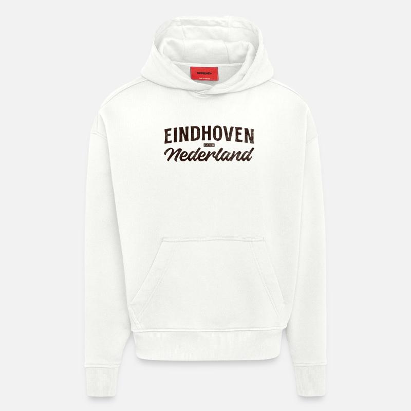 Eindhoven Nederland Script Logo - Sweat à capuche bio épais oversize fabriqué en UE - OFF WHITE