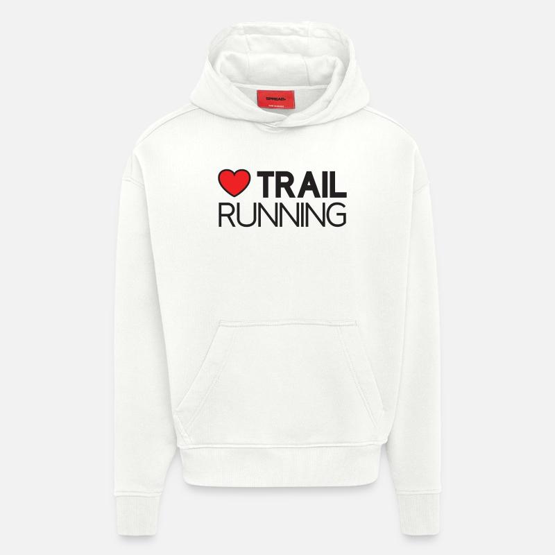 J’adore le trail running - Sweat à capuche bio épais oversize fabriqué en UE - OFF WHITE