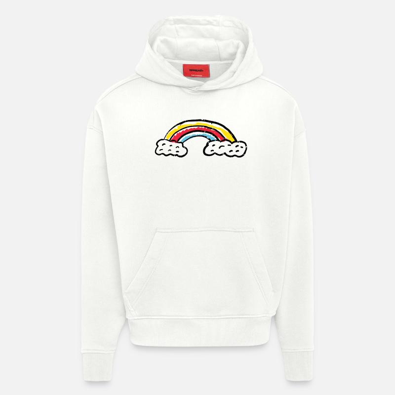 Coups d’arc de pinceau arc-en-ciel - Sweat à capuche bio épais oversize fabriqué en UE - OFF WHITE