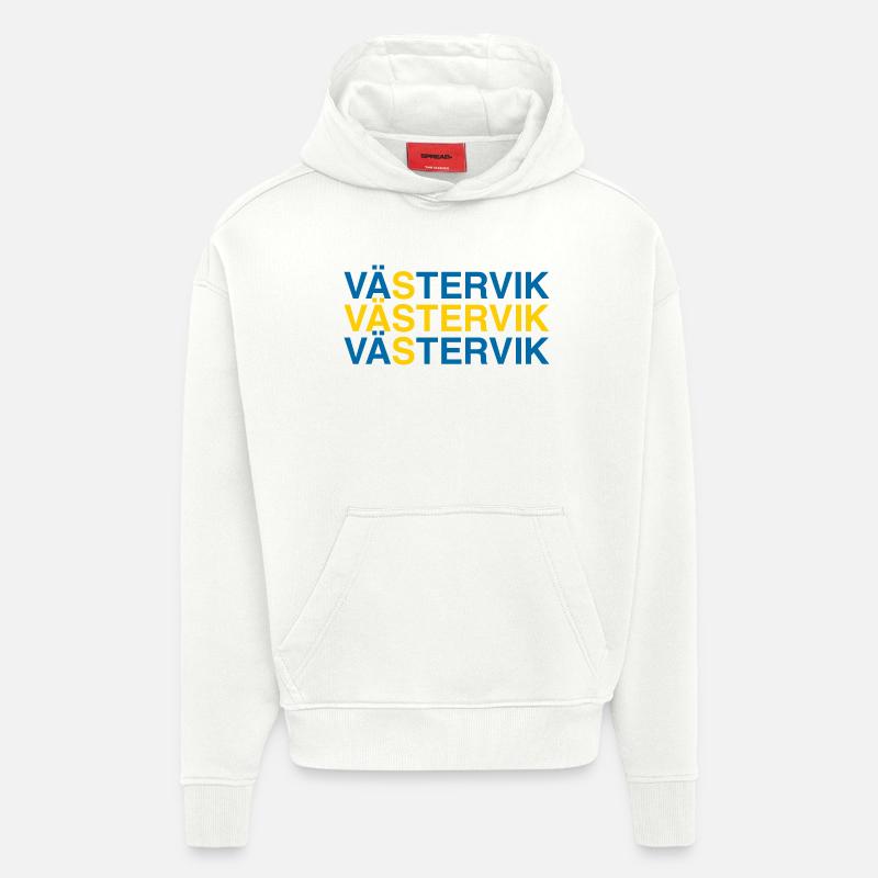 VÄSTERVIK Suède Sverige Suède Drapeau - Sweat à capuche bio épais oversize fabriqué en UE - OFF WHITE