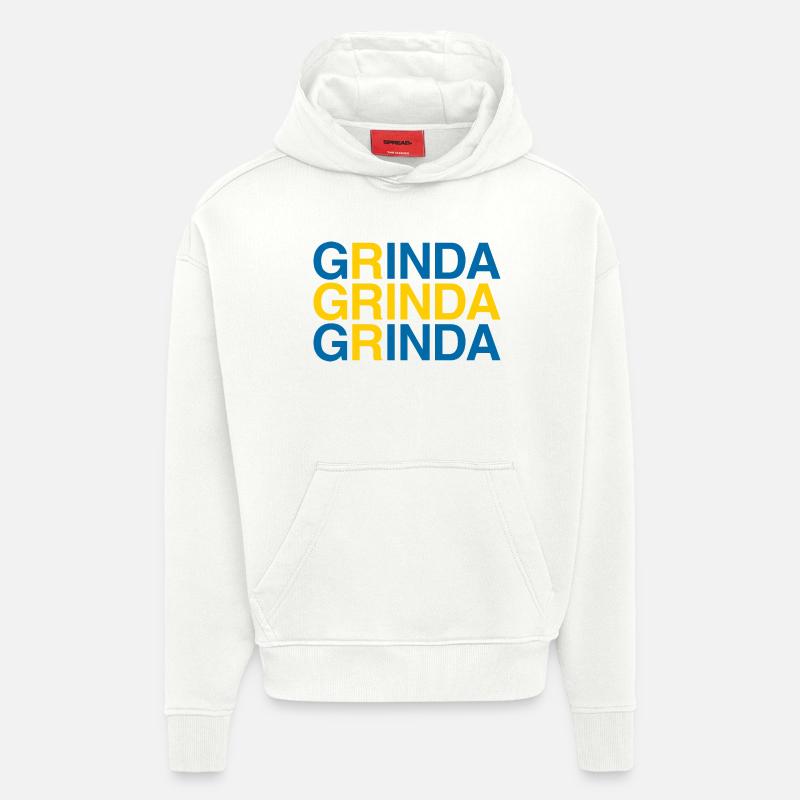 GRINDA Sverige Suède Suède Drapeau - Sweat à capuche bio épais oversize fabriqué en UE - OFF WHITE