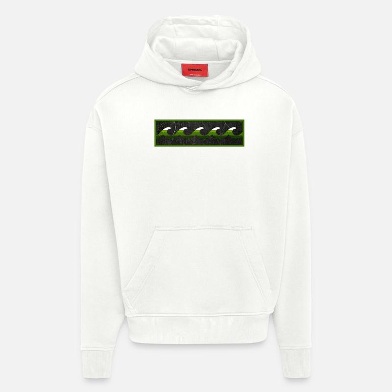 Logo Surfer Vert Blanc Noir - Sweat à capuche bio épais oversize fabriqué en UE - OFF WHITE