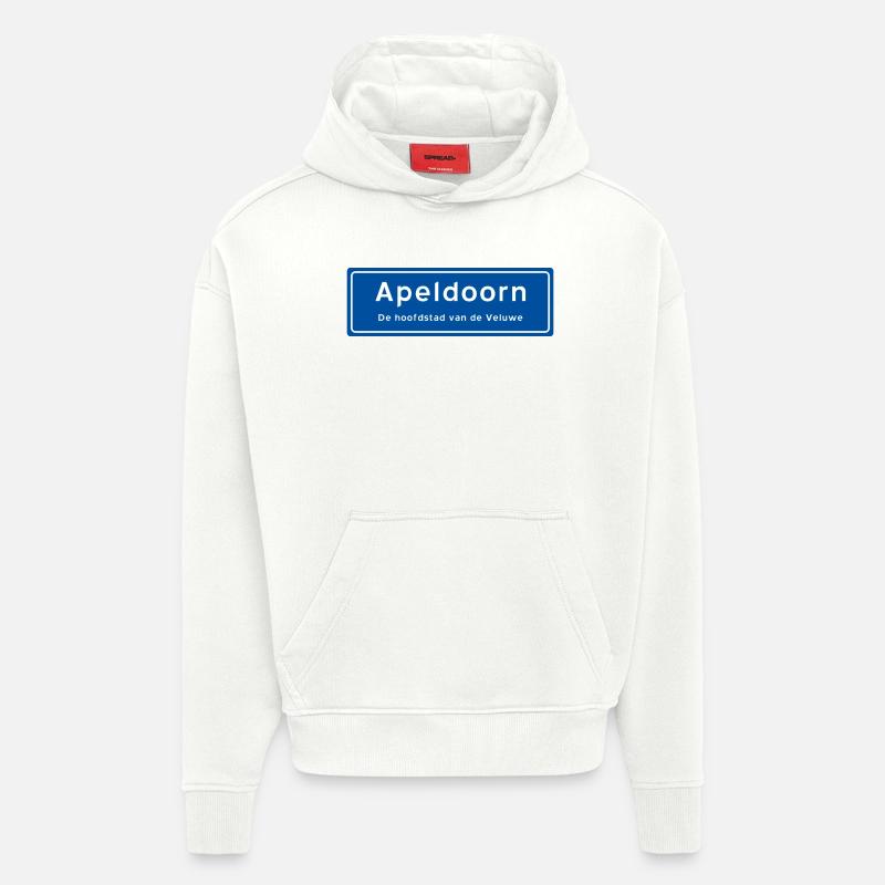 Panneau de toponyme d’Apeldoorn - Sweat à capuche bio épais oversize fabriqué en UE - OFF WHITE
