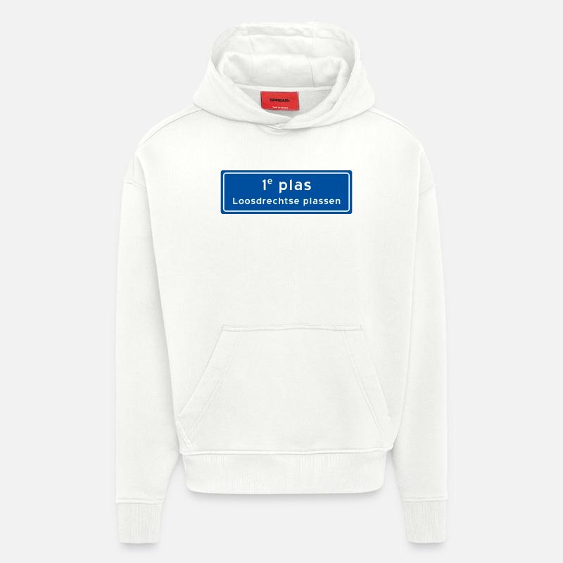 Loosdrechtse plassen 1st plas - Sweat à capuche bio épais oversize fabriqué en UE - OFF WHITE