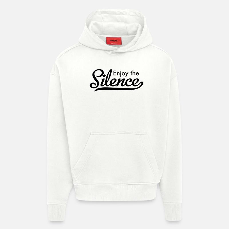 Écoute le silence - Sweat à capuche bio épais oversize fabriqué en UE - OFF WHITE