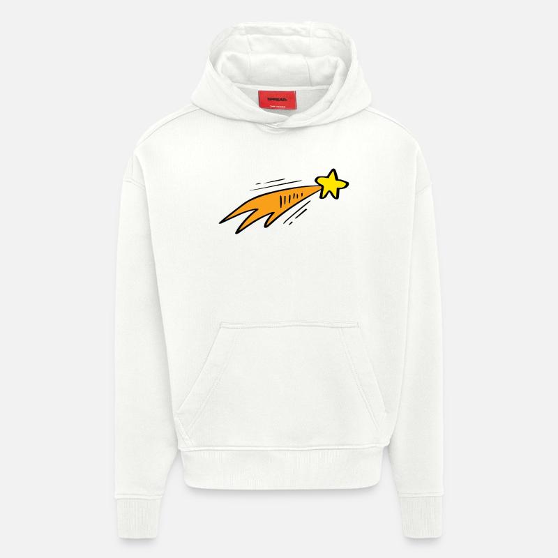 Fusée néon Star Trail - Sweat à capuche bio épais oversize fabriqué en UE - OFF WHITE