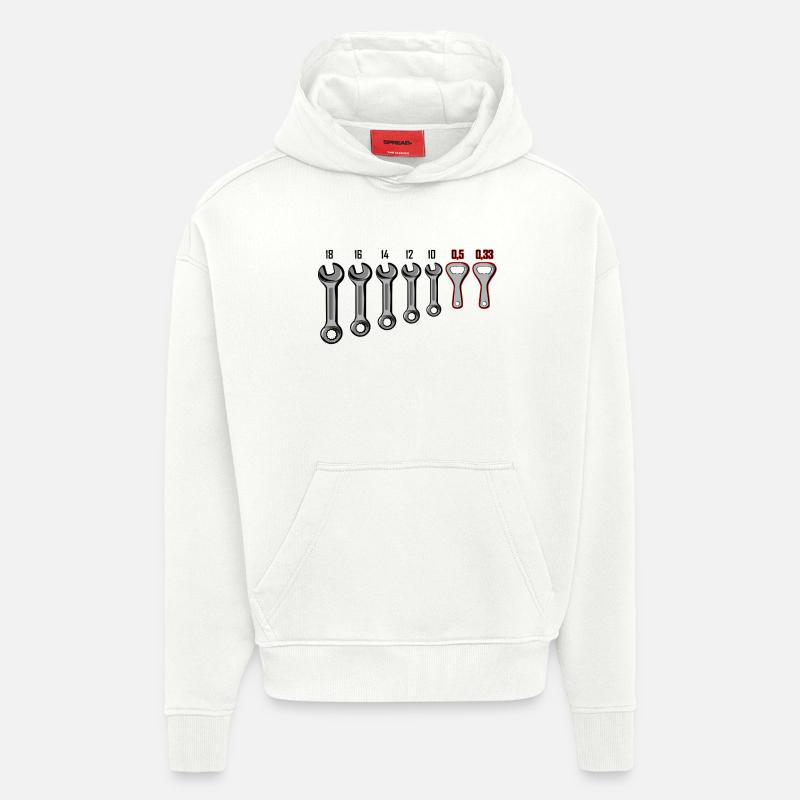 Clé de l’artisan - Décapsuleur - Sweat à capuche bio épais oversize fabriqué en UE - OFF WHITE