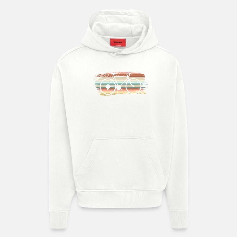 Vélo rayé arc-en-ciel - Sweat à capuche bio épais oversize fabriqué en UE - OFF WHITE