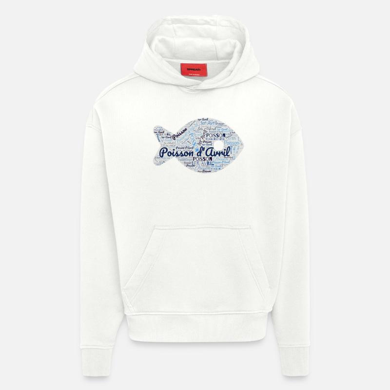 POISSON. POISSON D'AVRIL - Sweat à capuche bio épais oversize fabriqué en UE - OFF WHITE