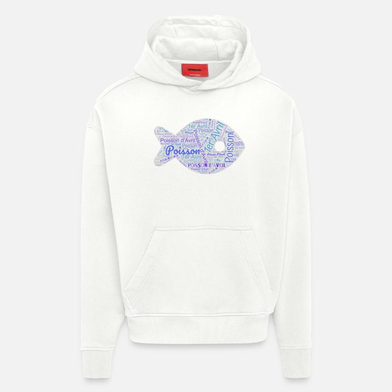 POISSON. POISSON D'AVRIL - Sweat à capuche bio épais oversize fabriqué en UE - OFF WHITE