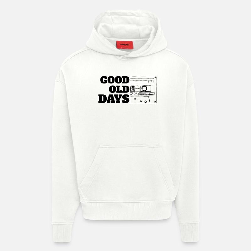 Cassette Good Old Days Blanc - Sweat à capuche bio épais oversize fabriqué en UE - OFF WHITE