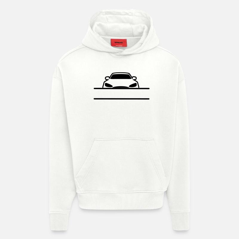 Bannière de nom de voiture - Sweat à capuche bio épais oversize fabriqué en UE - OFF WHITE