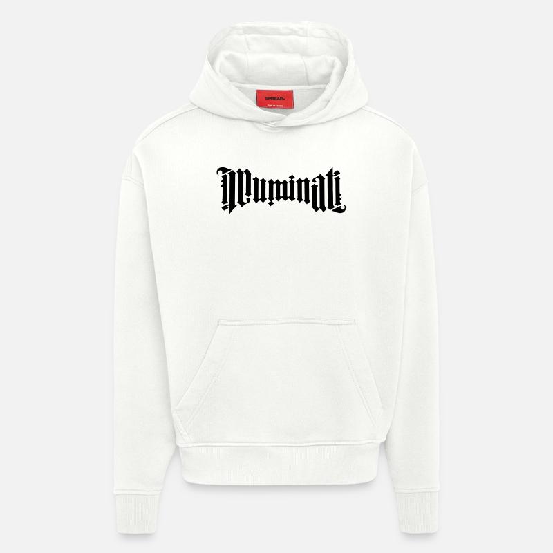 Ambigram Illuminati - Sweat à capuche bio épais oversize fabriqué en UE - OFF WHITE