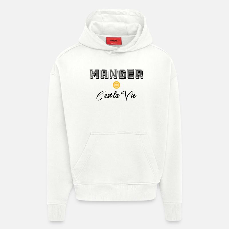 Manger C'est la Vie Nourriture - Sweat à capuche bio épais oversize fabriqué en UE - OFF WHITE