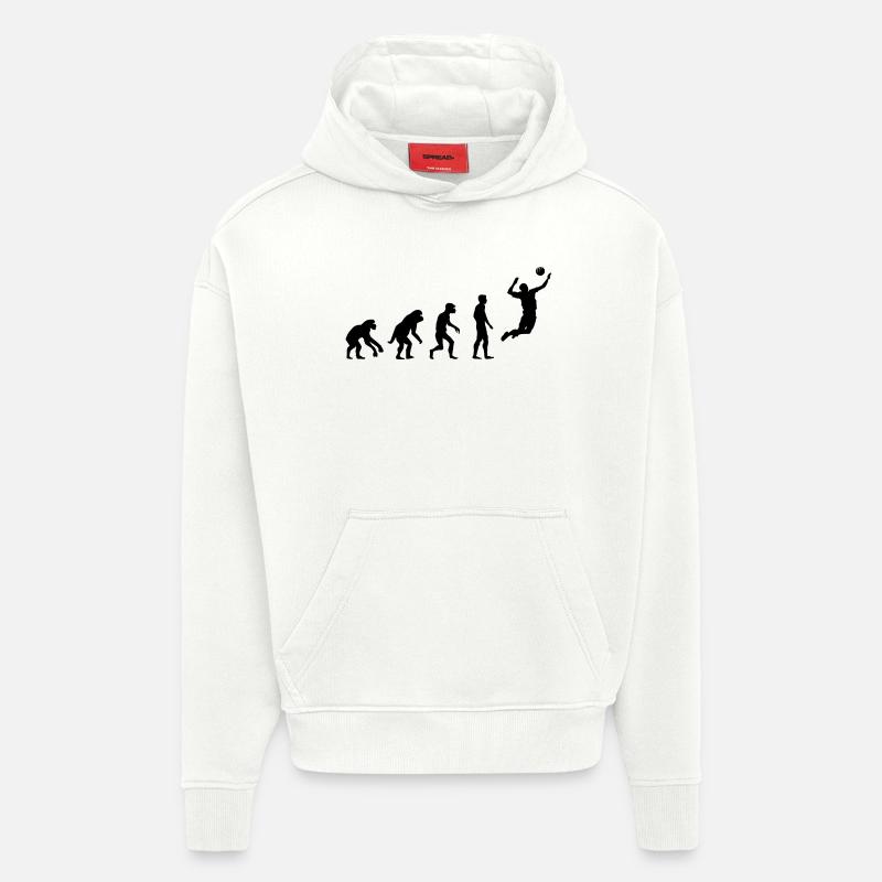 Retro volleyball Evolution Icône du beach-volley - Sweat à capuche bio épais oversize fabriqué en UE - OFF WHITE
