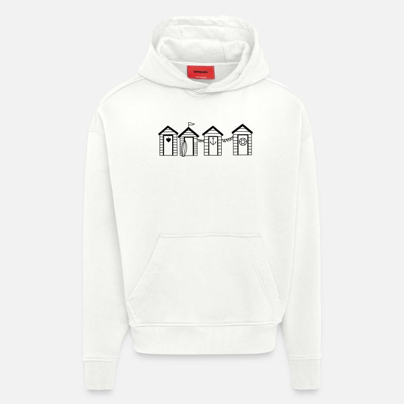 Une journée à la mer - Sweat à capuche bio épais oversize fabriqué en UE - OFF WHITE