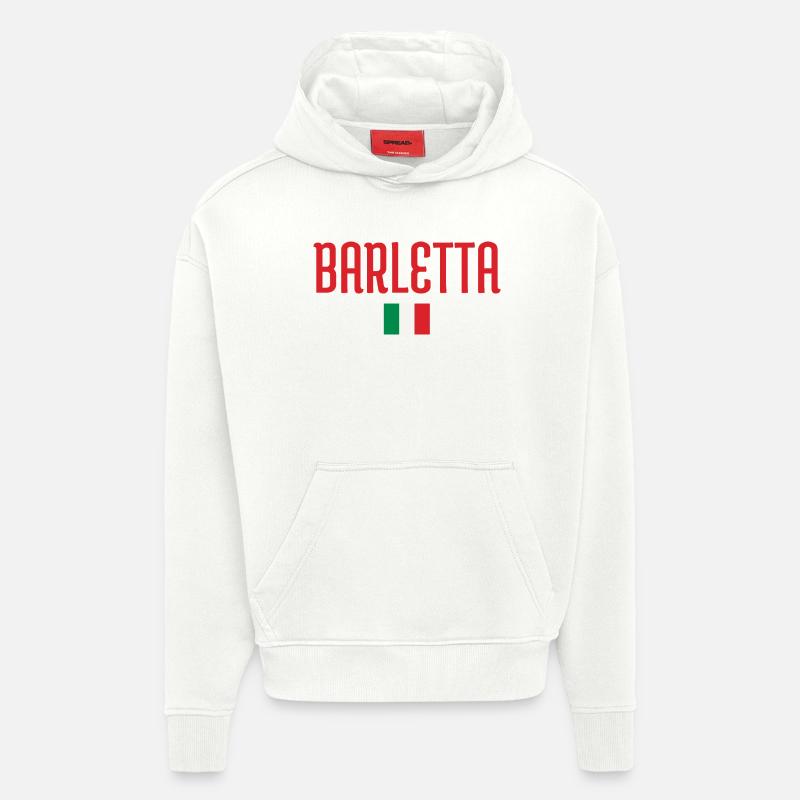 Conception du drapeau italien Barletta - Sweat à capuche bio épais oversize fabriqué en UE - OFF WHITE