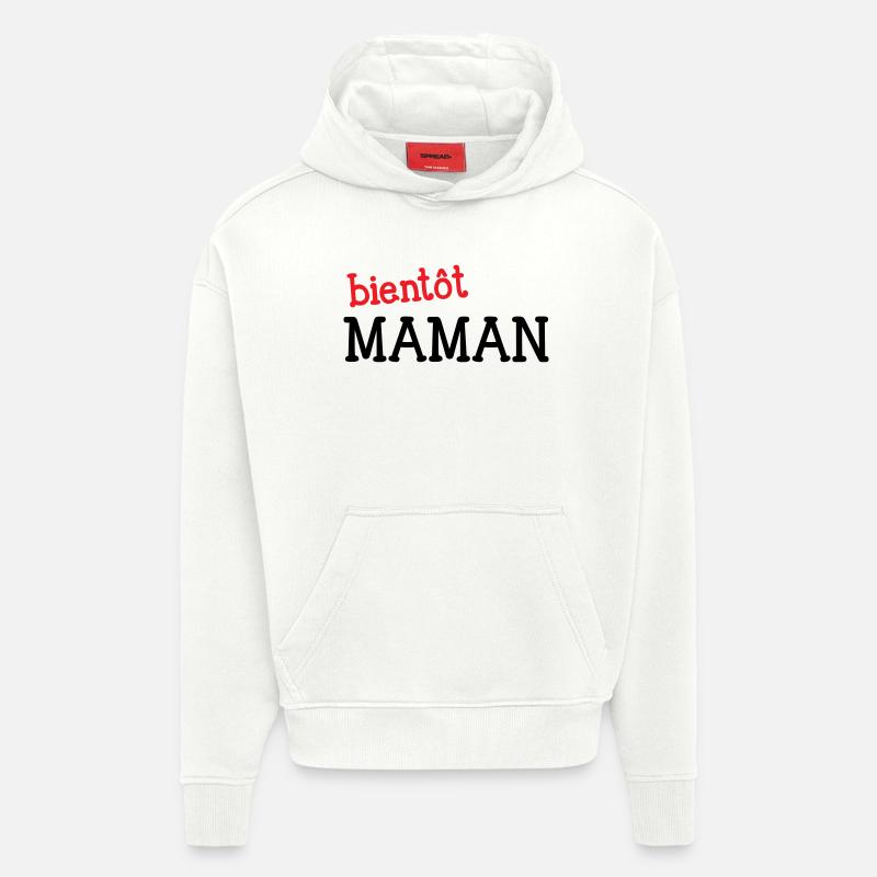 bientôt Maman ! Cadeau de grossesse - Sweat à capuche bio épais oversize fabriqué en UE - OFF WHITE