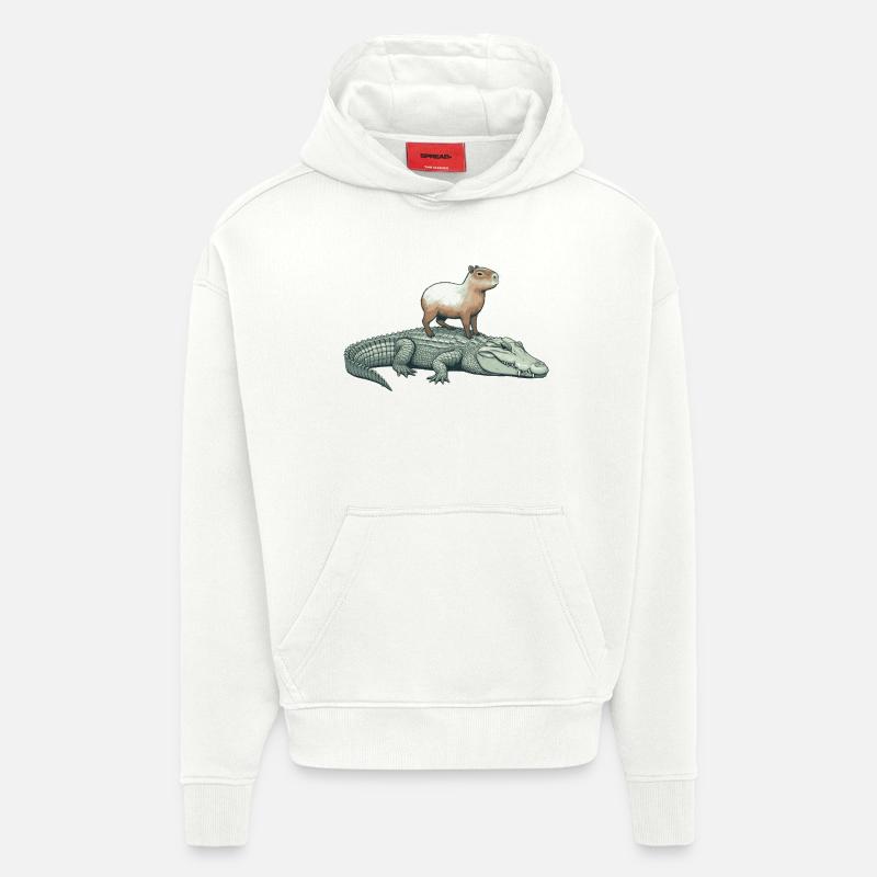 Capy & Croc Dreamteam - Hoodie- made by SPREAD  - OFF WHITE