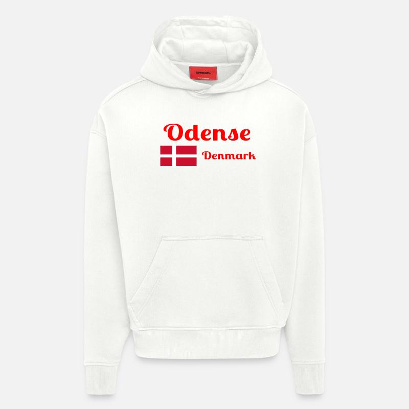 Odense, Danemark - Imprimés élégants - Sweat à capuche bio épais oversize fabriqué en UE - OFF WHITE