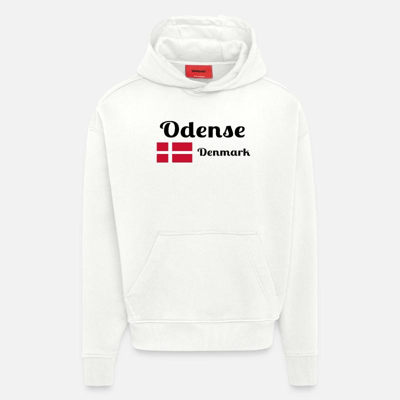 Odense, Danemark - Imprimés élégants - Sweat à capuche bio épais oversize fabriqué en UE - OFF WHITE