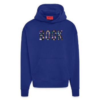 Dinkelbuch mit Bücherregalen, Lesen und Literat - Hoodie- made by SPREAD  - OFF WHITE - Vorne