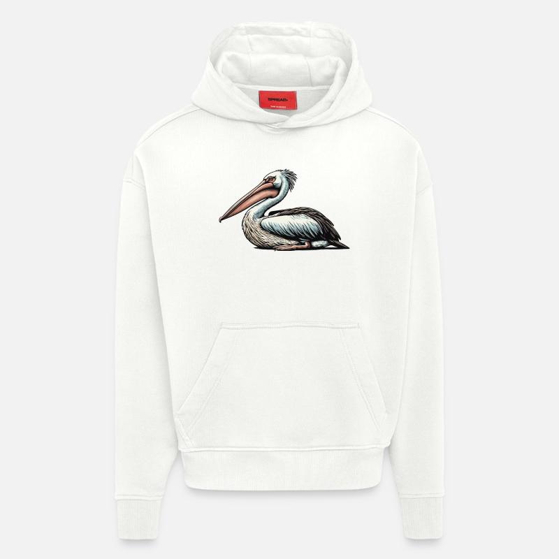 Pélican - Sweat à capuche bio épais oversize fabriqué en UE - OFF WHITE