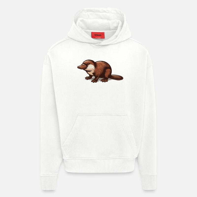 Ornithorynque - Sweat à capuche bio épais oversize fabriqué en UE - OFF WHITE