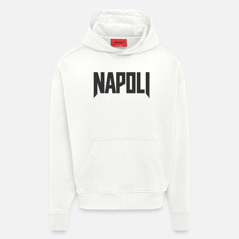 Lettrage Naples noir - Lettrage Naples noir - Sweat à capuche bio épais oversize fabriqué en UE - OFF WHITE