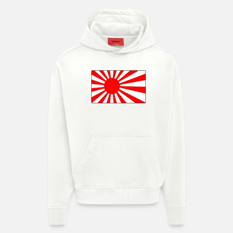 Logo du Dojo du Soleil Levant - Sweat à capuche bio épais oversize fabriqué en UE - OFF WHITE