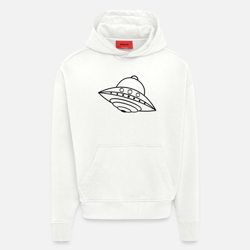 OVNI Alien Ship Space Doodle - Sweat à capuche bio épais oversize fabriqué en UE - OFF WHITE