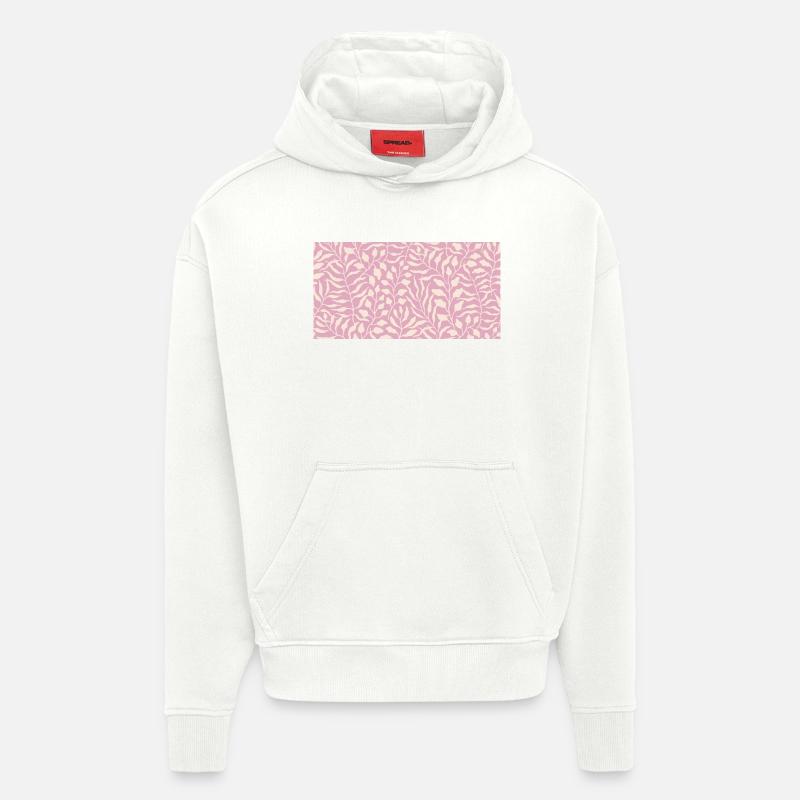 Elegantes Blättermuster in Blassrosa - Hoodie- made by SPREAD  - OFF WHITE