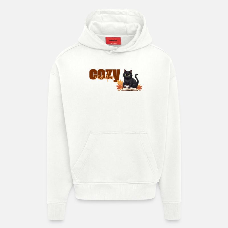 Cozy reader - Herbstlicher Katzenlese-Design - Hoodie- made by SPREAD  - OFF WHITE