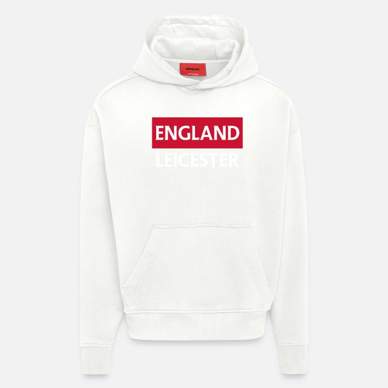 Drapeau de l’Angleterre avec City Skyline - Sweat à capuche bio épais oversize fabriqué en UE - OFF WHITE