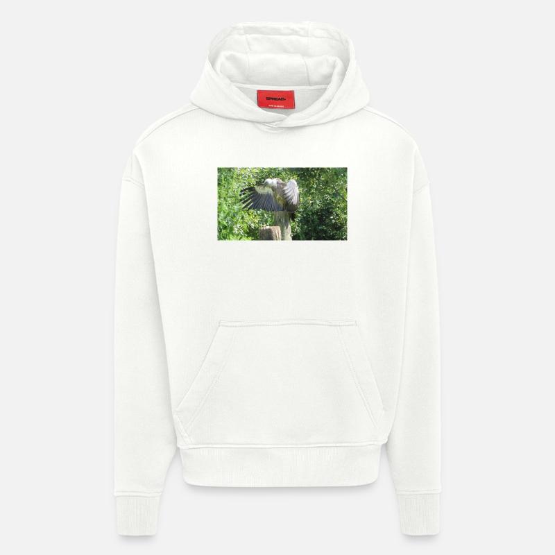Beau grand vautour aux ailes déployées - Sweat à capuche bio épais oversize fabriqué en UE - OFF WHITE