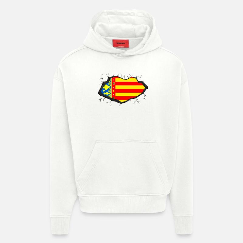 Drapeau de Valence - Sweat à capuche bio épais oversize fabriqué en UE - OFF WHITE