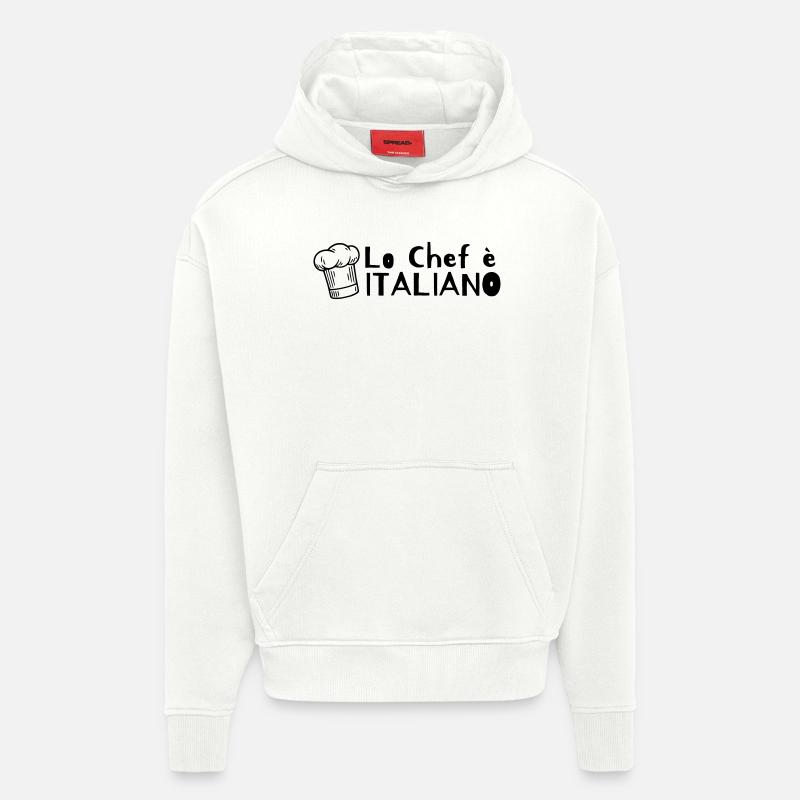 Lo chef è Italiano - Sweat à capuche bio épais oversize fabriqué en UE - OFF WHITE