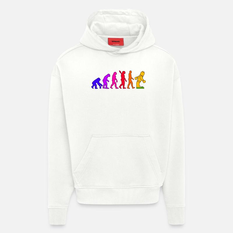 Klemmbaustein Evolution Menschheit Noppenbaustein - Hoodie- made by SPREAD  - OFF WHITE