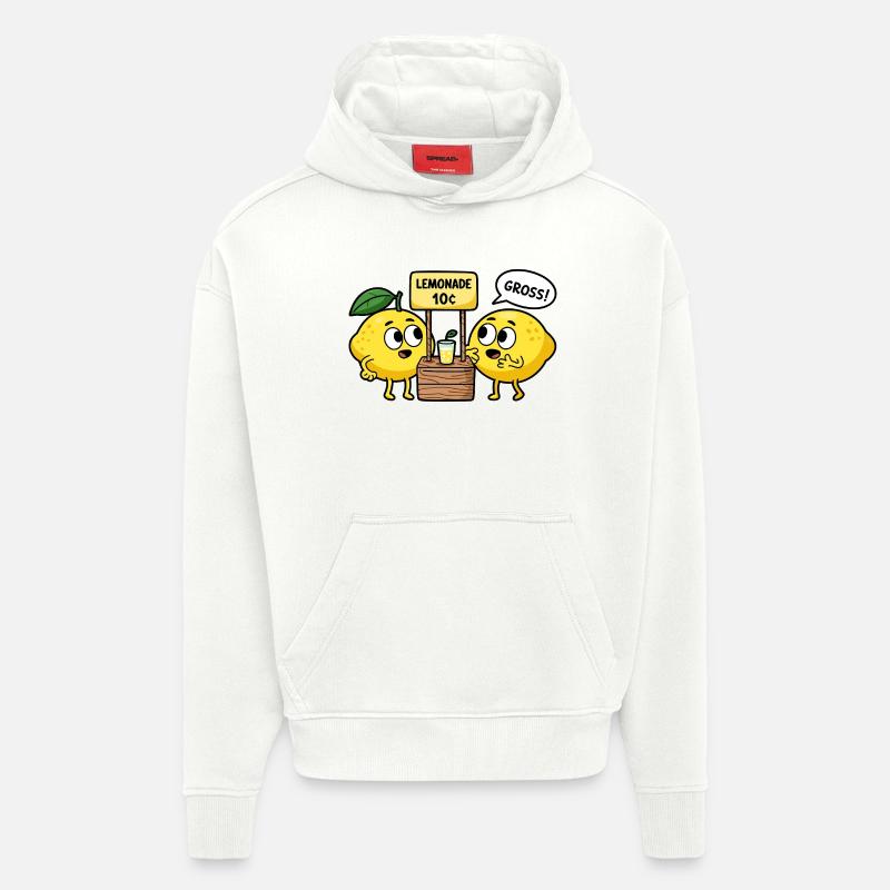 Lemon Comic – Limonade pour 10 cents - Sweat à capuche bio épais oversize fabriqué en UE - OFF WHITE