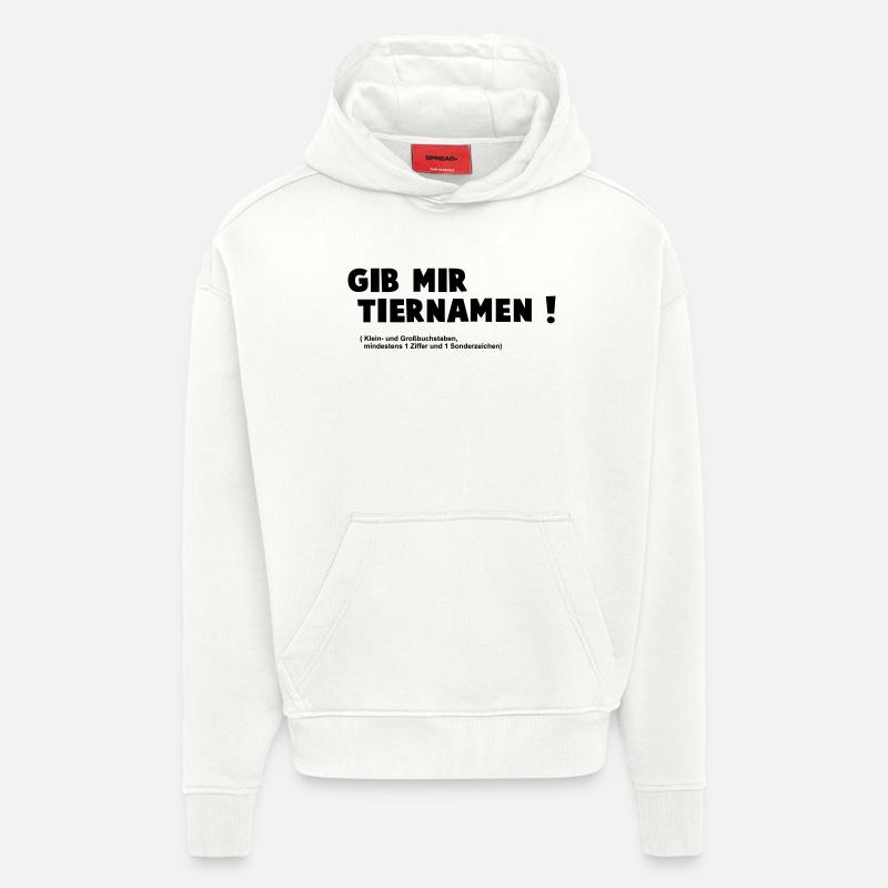 Donnez-moi des noms d’animaux - Sweat à capuche bio épais oversize fabriqué en UE - OFF WHITE